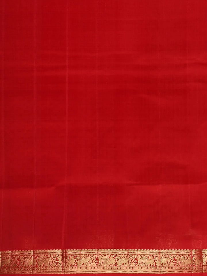 Red Buttas Woven Pure Kanchipuram Silk Saree - Diadem
