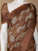 Brown Floral Designed Chanderi Cotton Saree