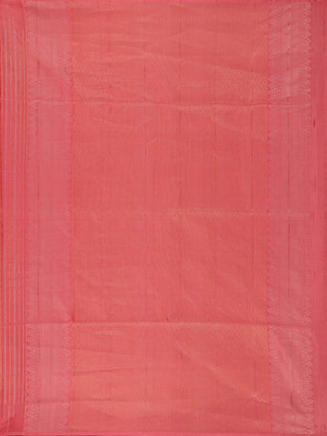 Coral Red Striped Design Soft Silk Saree - Diadem
