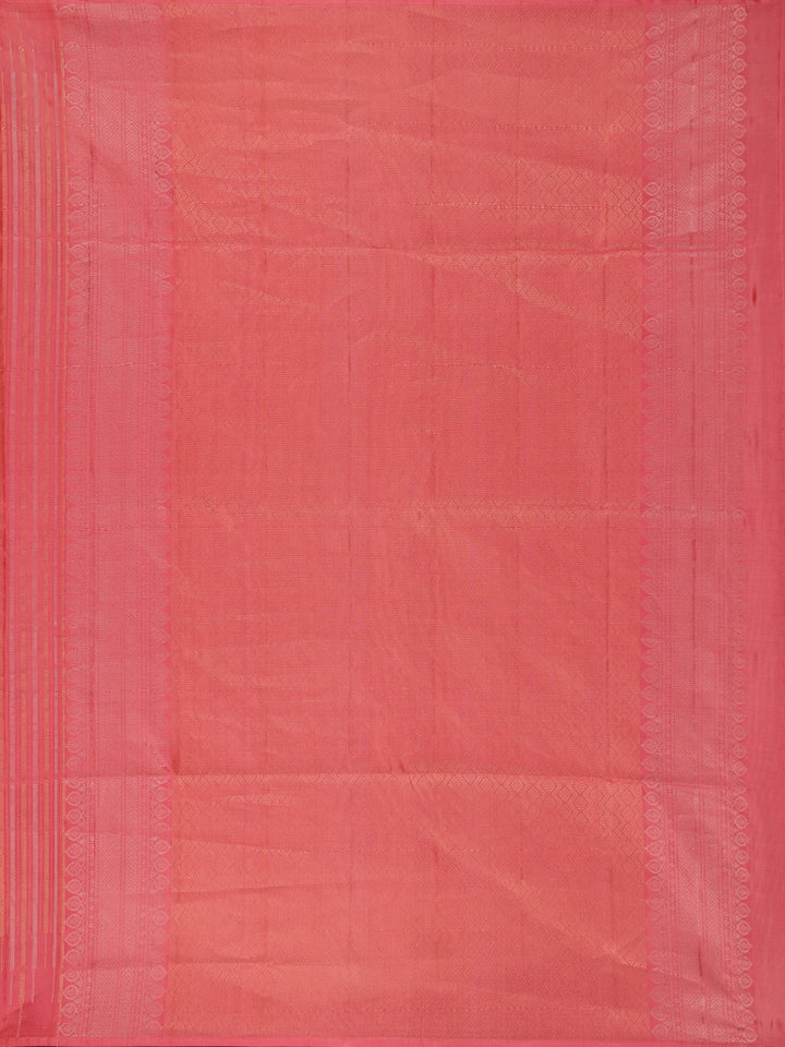 Coral Red Striped Design Soft Silk Saree - Diadem