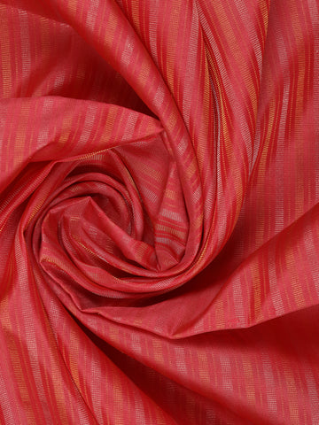 Coral Red Striped Design Soft Silk Saree - Diadem