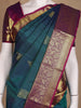 Teal Blue Floral Zari Woven Kanchipuram Silk Saree - Diadem