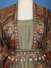 Olive Green Gown With Embroidered Mirror Work Jacket - Diadem