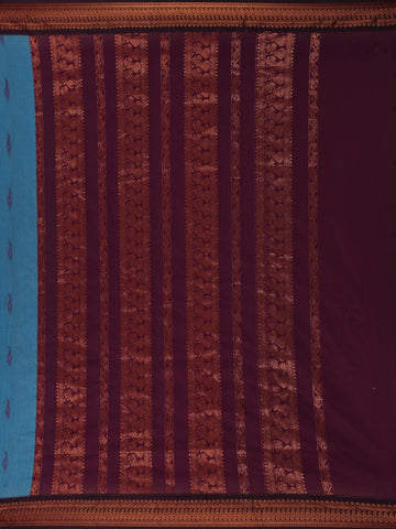 Blue Peacock Designed Cotton Saree - Diadem