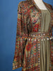 Olive Green Gown With Embroidered Mirror Work Jacket - Diadem