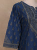 Blue Floral Printed Casual Cotton Kurti - Diadem