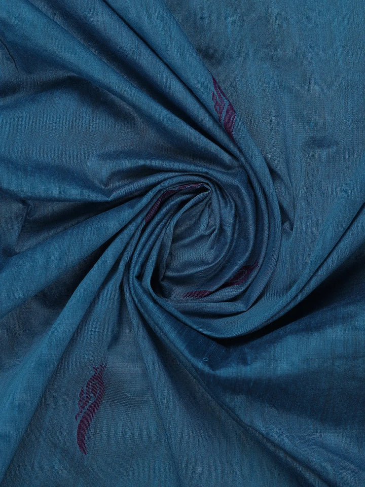 Blue Peacock Designed Cotton Saree - Diadem