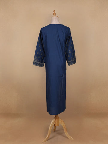 Blue Floral Printed Casual Cotton Kurti - Diadem