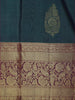 Teal Blue Floral Zari Woven Kanchipuram Silk Saree - Diadem