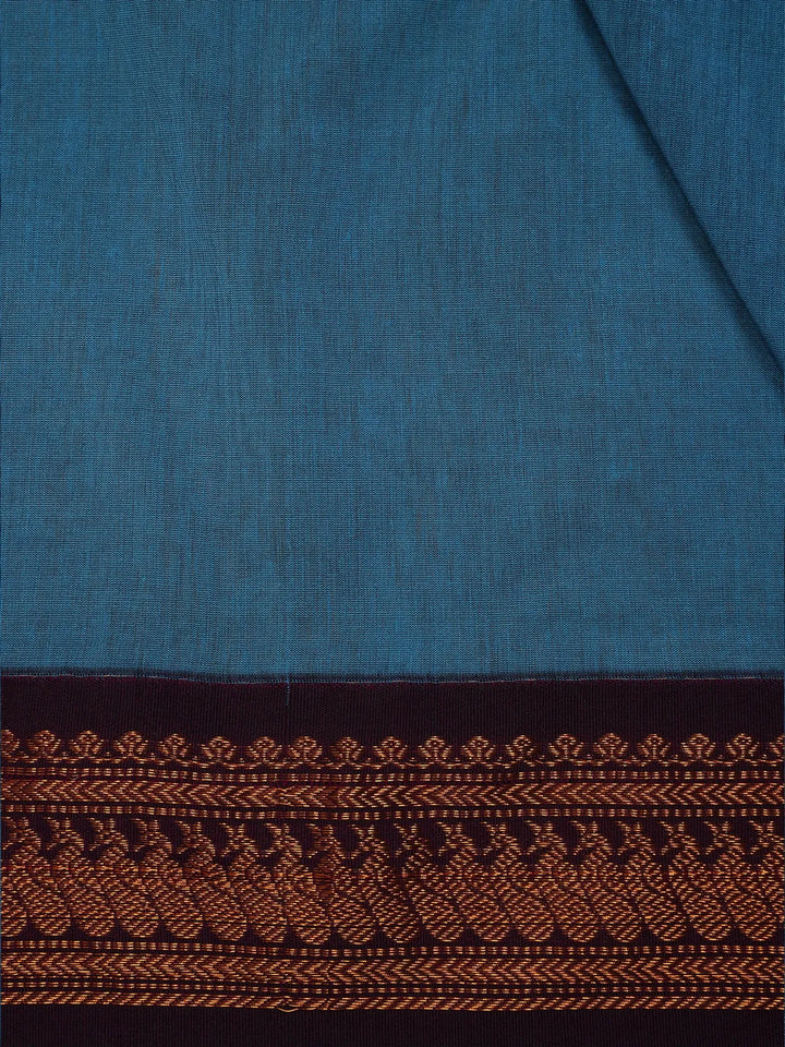 Blue Peacock Designed Cotton Saree - Diadem