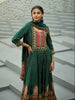 Green Floral Printed Synthetic Salwar Suit