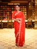 Bright Red Embroidered Georgette Saree