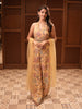 Lemon Yellow Floral Zari and Mirror Embroidered Design Tissue Jumpsuit with Dupatta