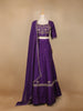 Dark Purple Floral Embroidered Raw Silk Bridesmaid Lehenga