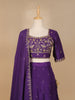 Dark Purple Floral Embroidered Raw Silk Bridesmaid Lehenga