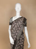 Dark Grey Floral Designed Chanderi Cotton Saree