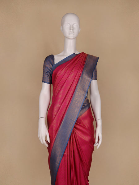 Pink Butta Design Zari Weaving Soft Silk Saree - Diadem