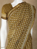 Mustard Green Floral Designed Cotton Saree - Diadem