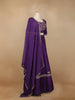 Dark Purple Floral Embroidered Raw Silk Bridesmaid Lehenga