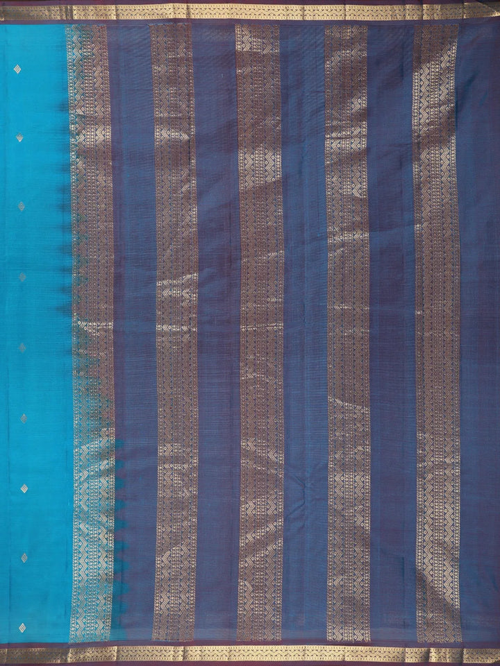 Blue Geometric Woven Pure Kanchipuram Silk Saree - Diadem