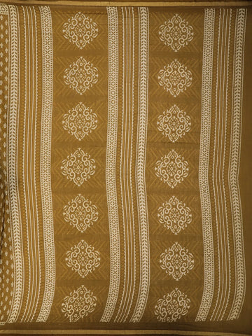Mustard Green Floral Designed Cotton Saree - Diadem