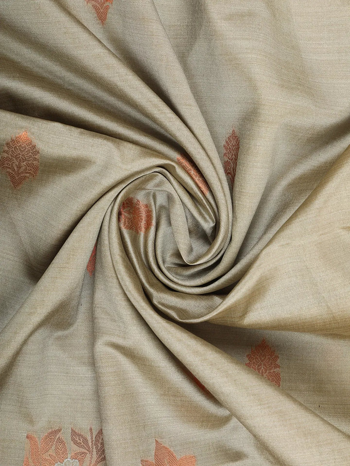 Pale Green Floral Designed Art Silk Saree - Diadem