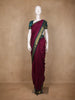 Dark Red Floral Butta Motif Cotton Saree - Diadem