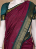 Dark Red Floral Butta Motif Cotton Saree - Diadem