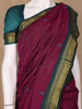 Dark Red Floral Butta Motif Cotton Saree - Diadem