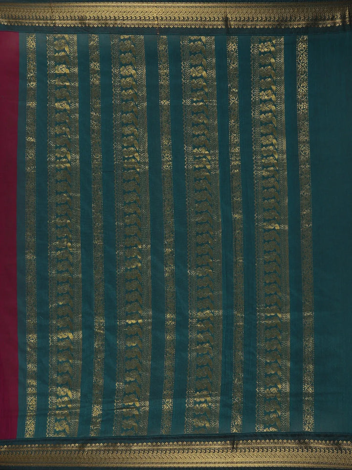 Dark Red Floral Butta Motif Cotton Saree - Diadem