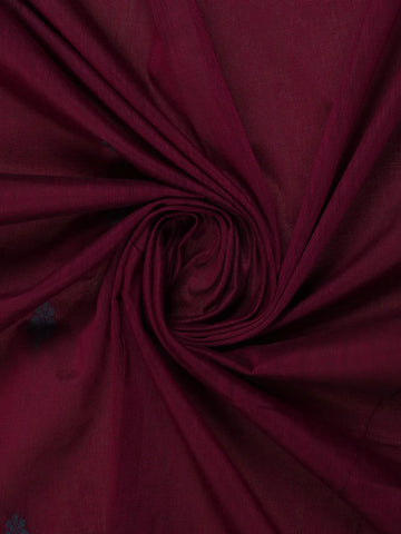 Dark Red Floral Butta Motif Cotton Saree - Diadem