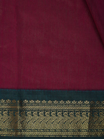 Dark Red Floral Butta Motif Cotton Saree - Diadem
