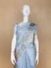Light Blue Floral Designed Cotton Saree