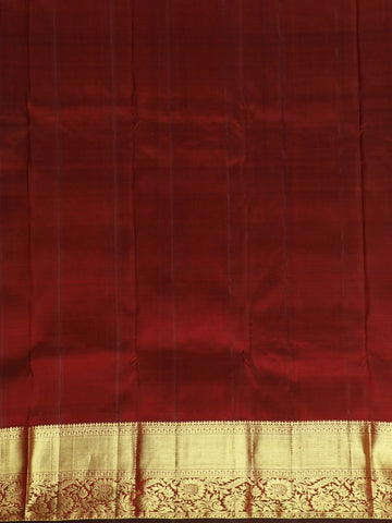 Orange Floral Woven Pure Kanchipuram Silk Saree - Diadem