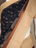 Black Leaf Designed Cotton Fancy Saree