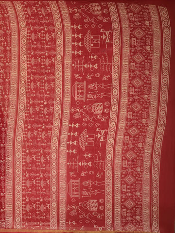 Red Warli Designed Cotton Saree - Diadem