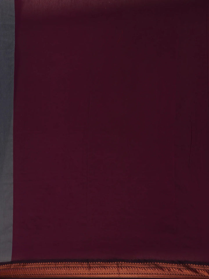 Dark Grey Floral Butta Motif Cotton Saree - Diadem