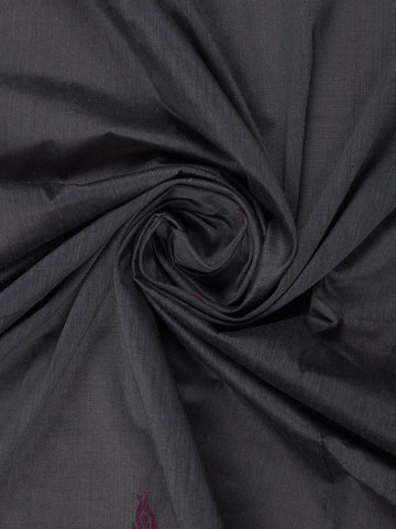 Dark Grey Floral Butta Motif Cotton Saree - Diadem