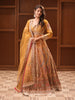 Mustard Gold Paisley Sequin and Zari Embroidered Design Tissue Silk Gown with Dupatta