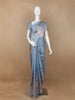 Blue Floral Designed Cotton Saree