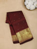 Dark Red Floral Motifs Pure Kanchipuram Silk Saree - Diadem