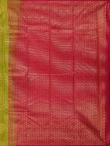 Olive Green Checked Woven Pure Kanchipuram Silk Saree - Diadem
