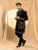 Black Raw Silk Floral Designed Sherwani Suit