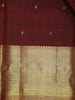 Dark Red Floral Motifs Pure Kanchipuram Silk Saree - Diadem