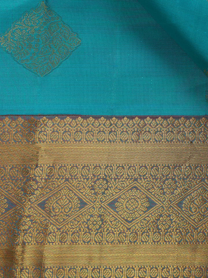 Sky Blue Floral Butta woven Silk Saree - Diadem