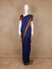 Dark Blue Floral Designed Cotton Saree - Diadem