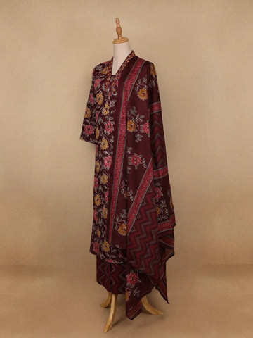 Red Floral Designed Cotton Salwar Suit - Diadem