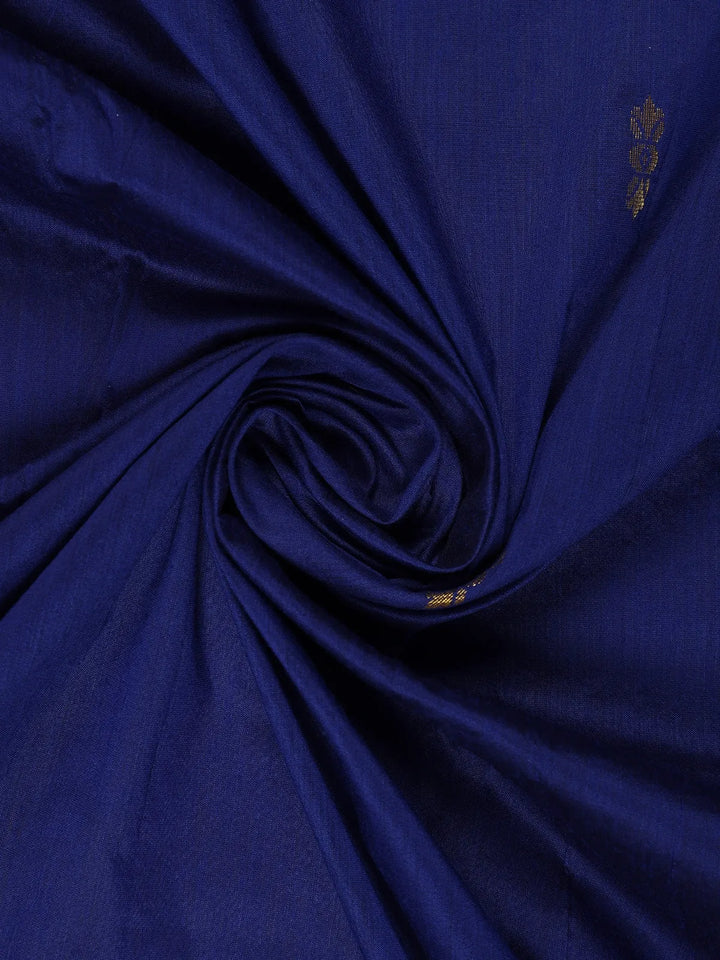 Dark Blue Floral Designed Cotton Saree - Diadem