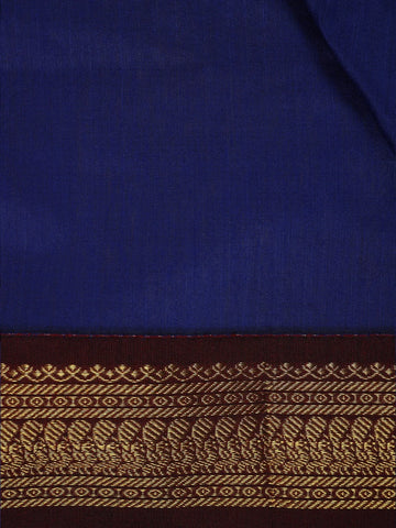 Dark Blue Floral Designed Cotton Saree - Diadem