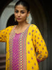 Yellow Floral Printed Synthetic Palazzo Salwar Suit